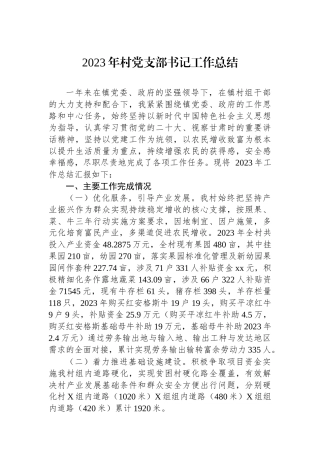2023年村党支部书记工作总结.docx