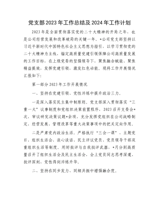 党支部2023年工作总结及2024年工作计划.docx