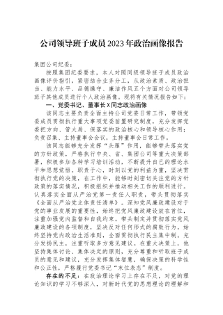 公司领导班子成员2023年政治画像报告.docx