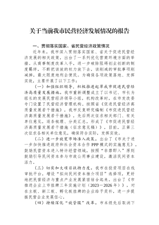 关于当前我市民营经济发展情况的报告.docx