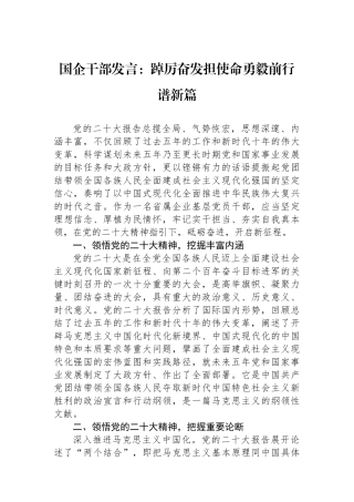 国企干部发言：踔厉奋发担使命勇毅前行谱新篇.docx