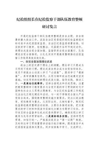 纪检组组长在纪检监察干部队伍教育整顿研讨发言.docx