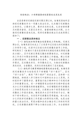 经验做法：六项举措推动巡察整改走深走实.docx