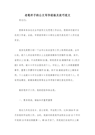 老笔杆子的公文写作经验及技巧范文.docx