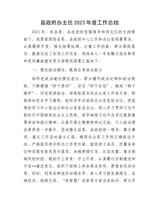 县政府办主任2023年度工作总结.docx