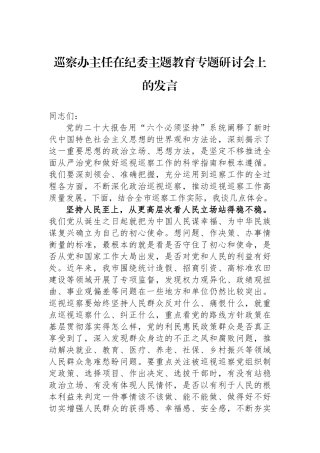 巡察办主任在纪委主题教育专题研讨会上的发言.docx