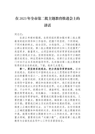 在2023年全市第二批主题教育推进会上的讲话.docx