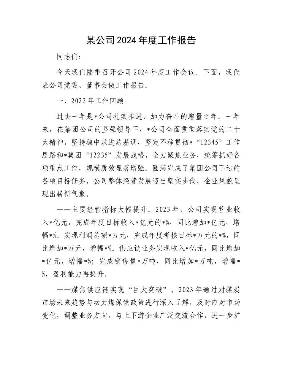 某公司2024年度工作报告.docx_第1页