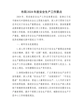 市局2024年度安全生产工作要点.docx