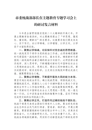 市委统战部部长在主题教育专题学习会上的研讨发言材料.docx