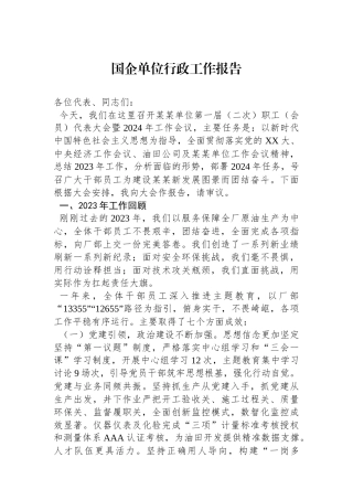 国企单位行政工作报告.docx