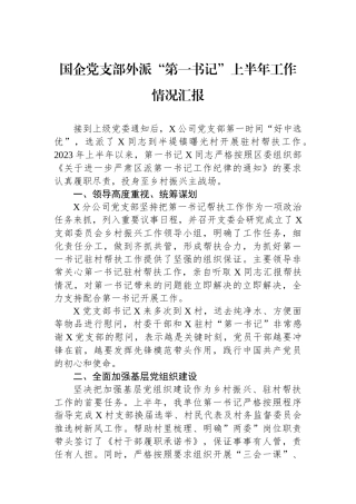 国企党支部外派“第一书记”上半年工作情况汇报.docx