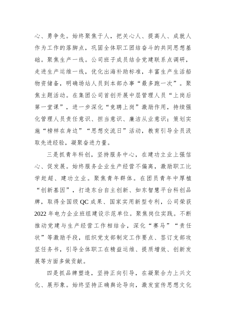 国企发电行业2022年度党委书记述职报告.docx_第2页