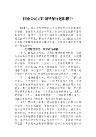 国企公司正职领导年终述职报告.docx