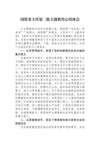 国资委主任第二批主题教育心得体会.docx
