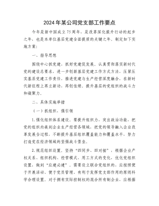 2024年某公司党支部工作要点.docx