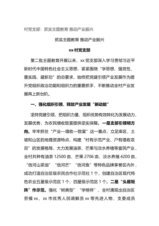 村党支部：抓实主题教育 推动产业振兴.docx