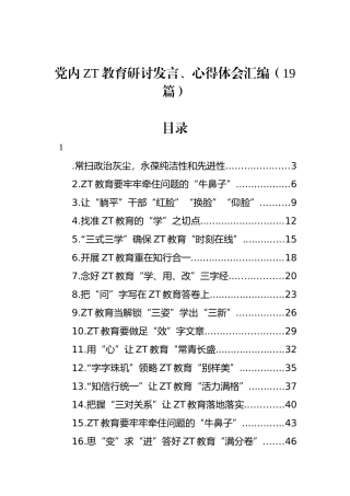 党内主题教育研讨发言、心得体会汇编（19篇）.docx