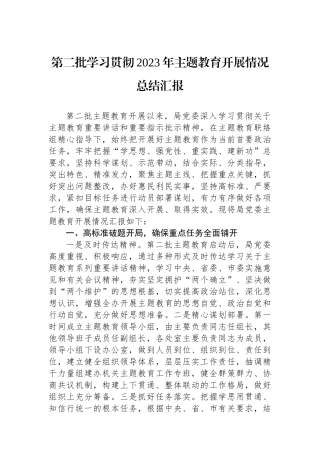 第二批学习贯彻2023年主题教育开展情况总结汇报.docx