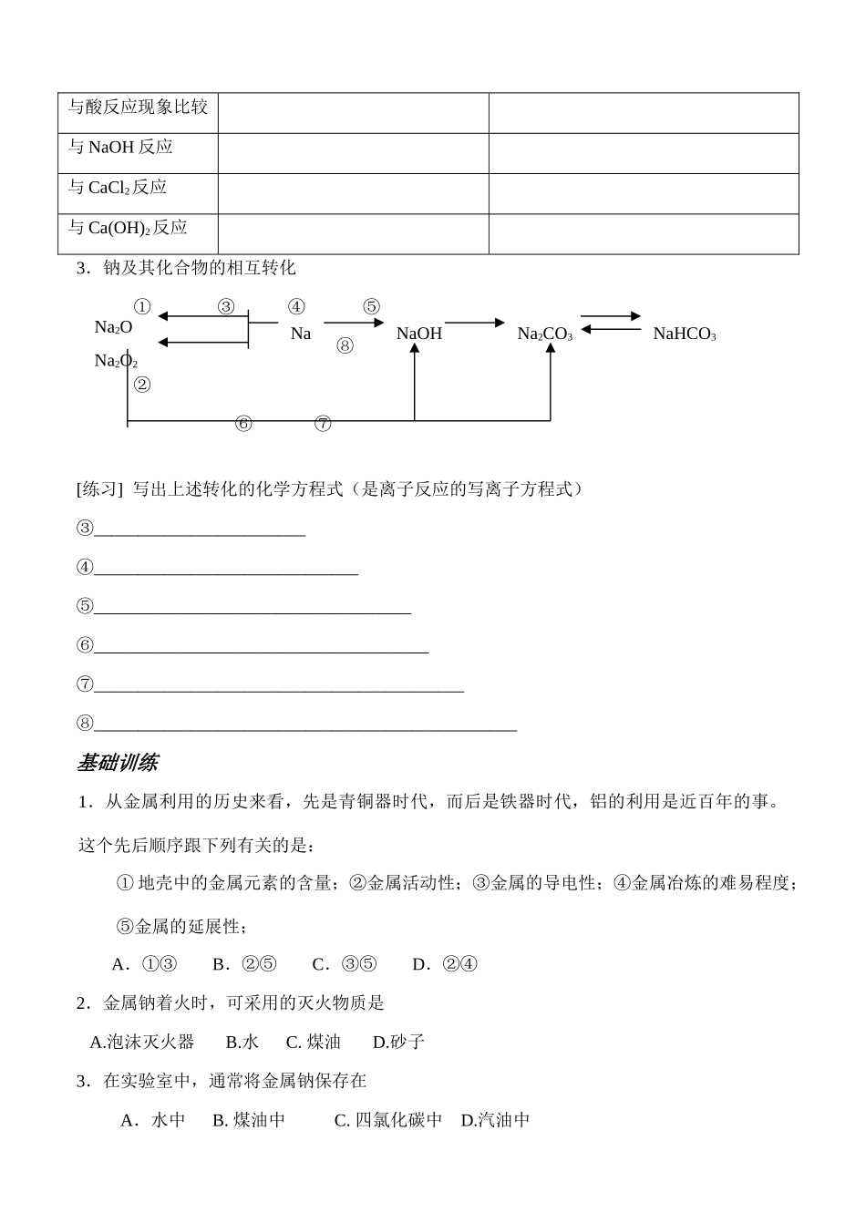理科第八讲金属元素及其化合物教学设计.doc_第3页