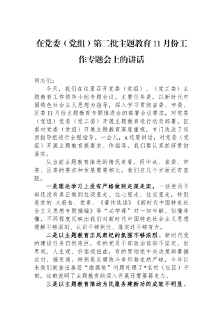 在党委（党组）第二批主题教育11月份工作专题会上的讲话.docx