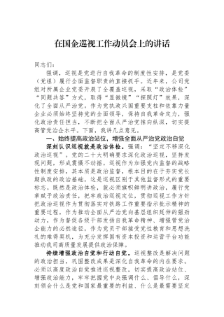 在国企巡视工作动员会上的讲话.docx