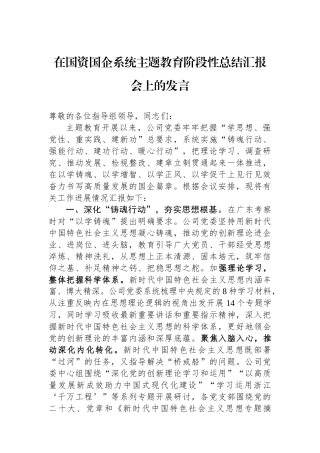 在国资国企系统主题教育阶段性总结汇报会上的发言.docx