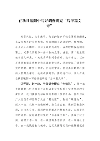 在秋日暖阳中写好调查研究“后半篇文章”.docx