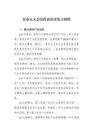 在市人大会议代表审议发言材料.docx