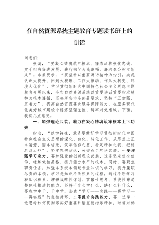 在自然资源系统主题教育专题读书班上的讲话.docx