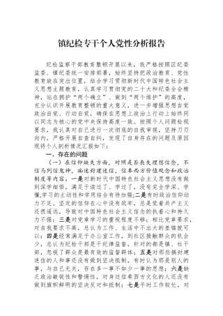 镇纪检专干个人党性分析报告.docx