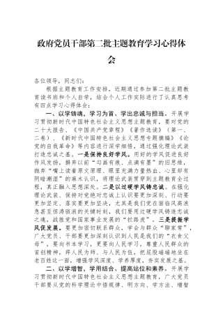 政府党员干部第二批主题教育学习心得体会.docx