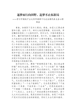 逐梦而行向田野，追梦不止拓新局——共青团十九大精神心得体会.docx