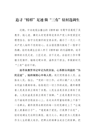 追寻“榜样”足迹 做“三有”驻村选调生.docx