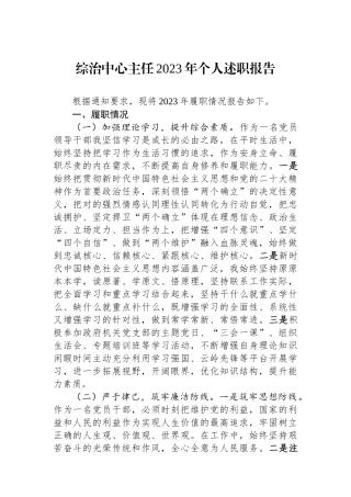 综治中心主任2023年个人述职报告.docx