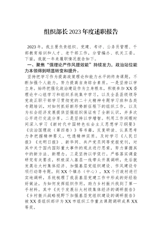 组织部长2023年度述职报告.docx