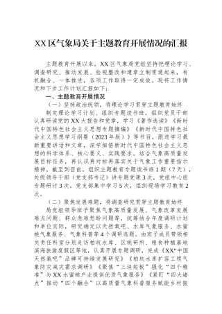 XX区气象局关于主题教育开展情况的汇报.docx