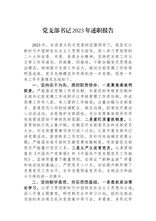 党支部书记2023年述职报告.docx