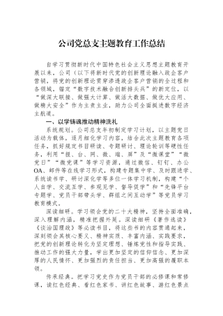 公司党总支主题教育工作总结.docx