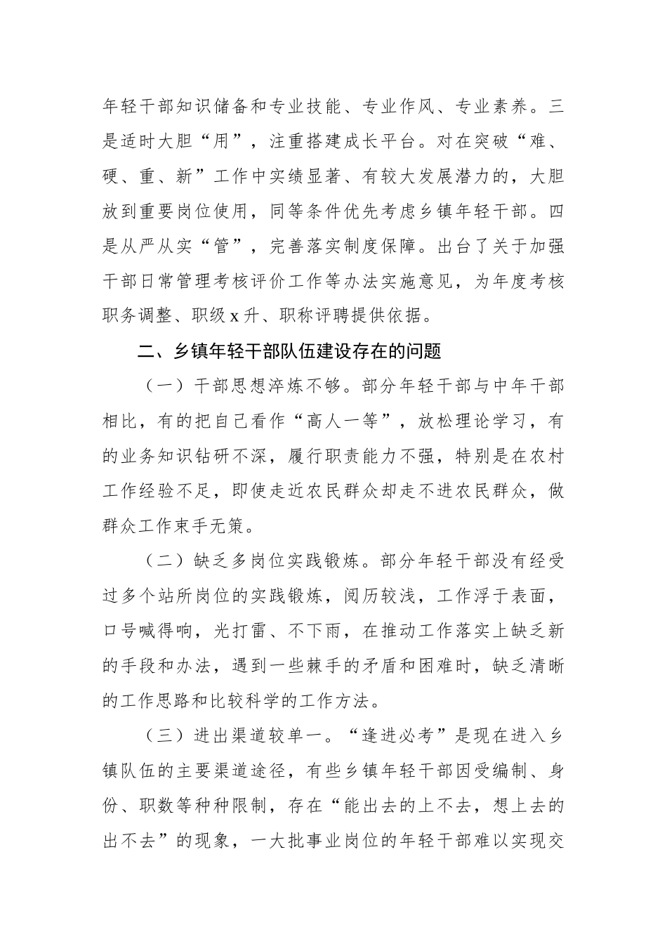 关于新时代关于加强乡镇年轻干部队伍建设的问题研究报告.docx_第2页