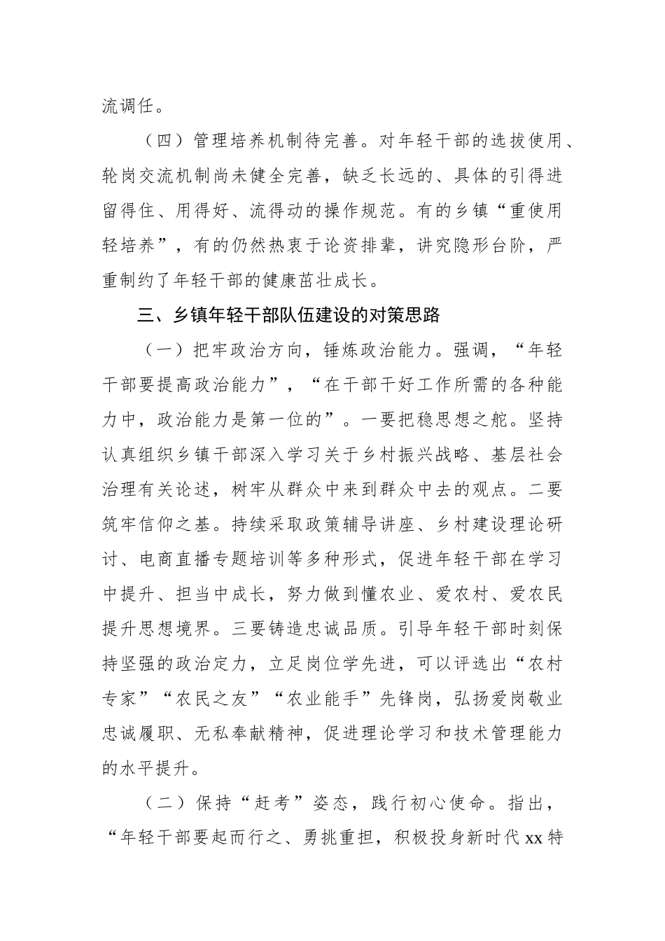 关于新时代关于加强乡镇年轻干部队伍建设的问题研究报告.docx_第3页