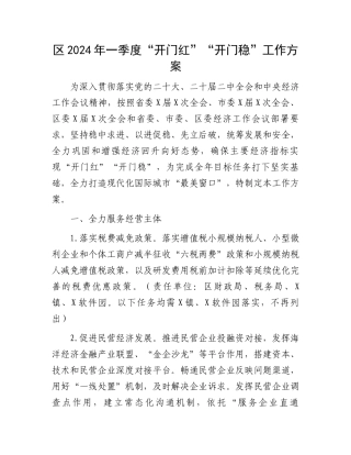 区2024年一季度“开门红”“开门稳”工作方案.docx