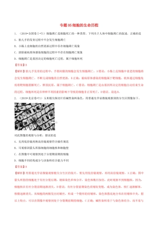 十年高考生物真题分类汇编 专题05 细胞的生命历程（含解析）-人教版高三全册生物试题.docx