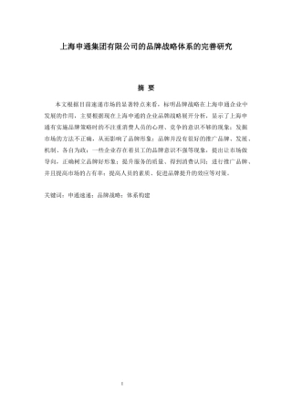 上海申通集团有限公司的品牌战略体系的完善研究分析  工商管理专业.docx