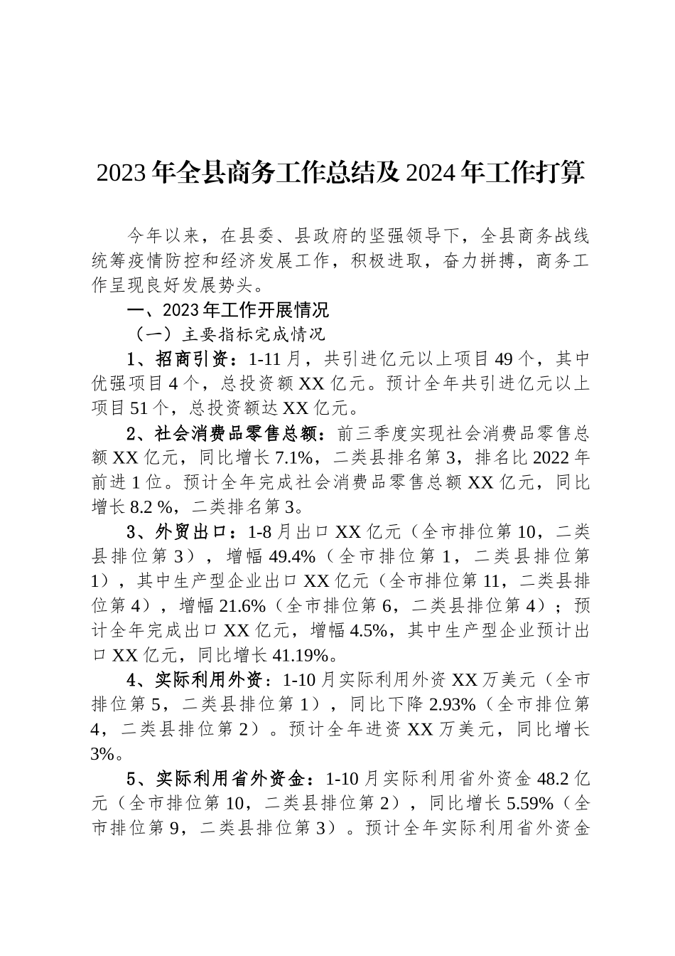 2023年度工作总结及2024年工作打算（招商局工信局卫健局）.docx_第2页