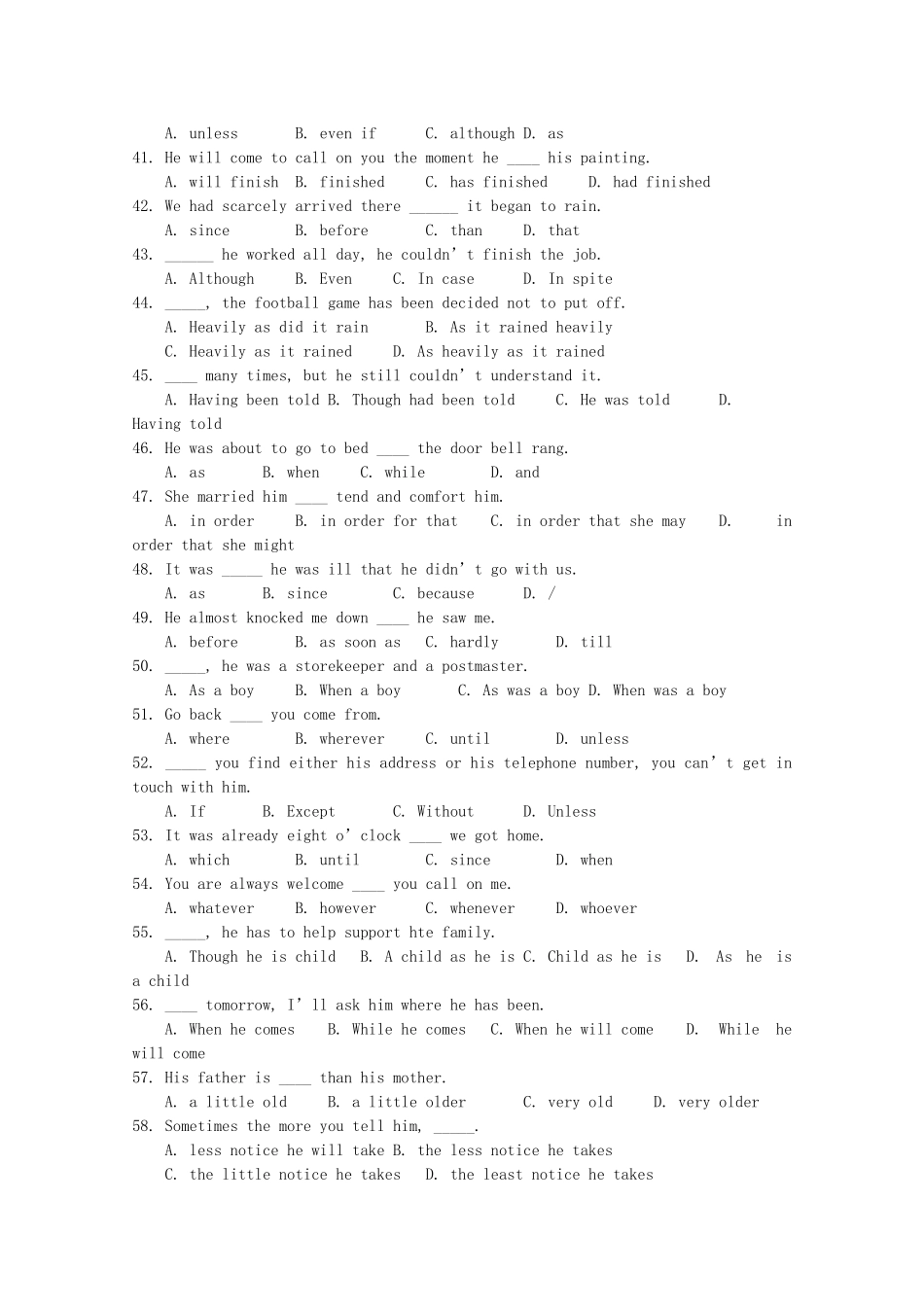 高考英语 复习专项训练 状语从句基础训练160题.doc_第3页