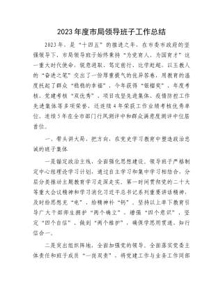 2023年度市局领导班子工作总结.docx