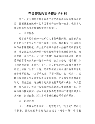 党员警示教育检视剖析材料.docx