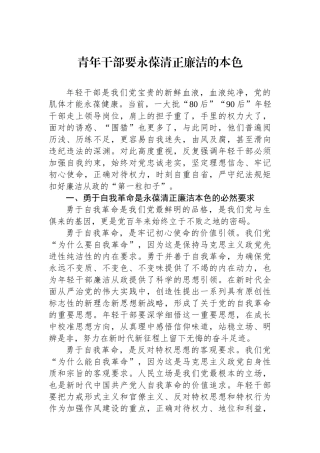 青年干部要永葆清正廉洁的政治本色.docx