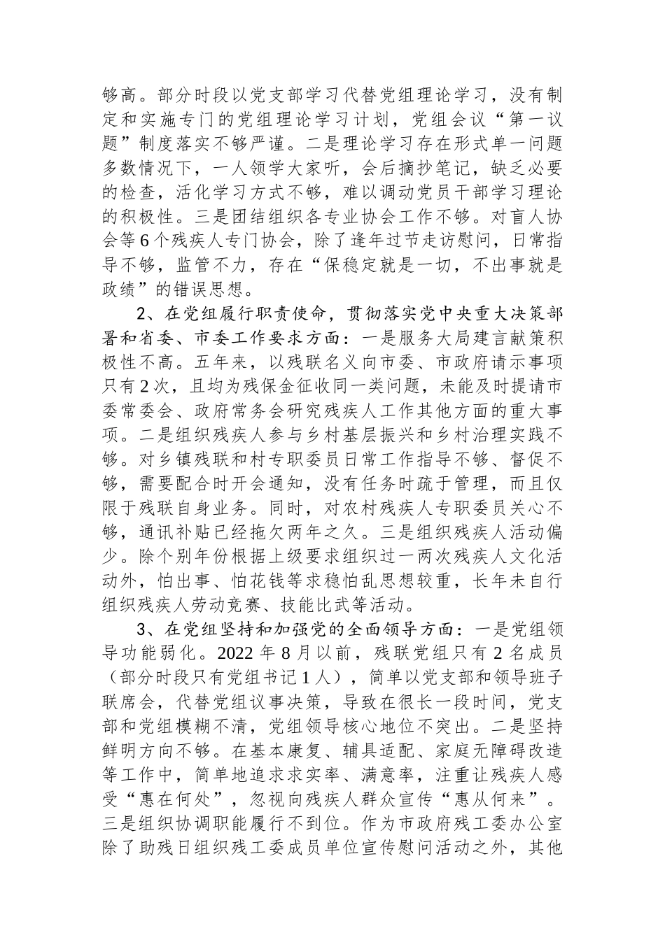 市残疾人联合会党组向巡察工作汇报.docx_第3页